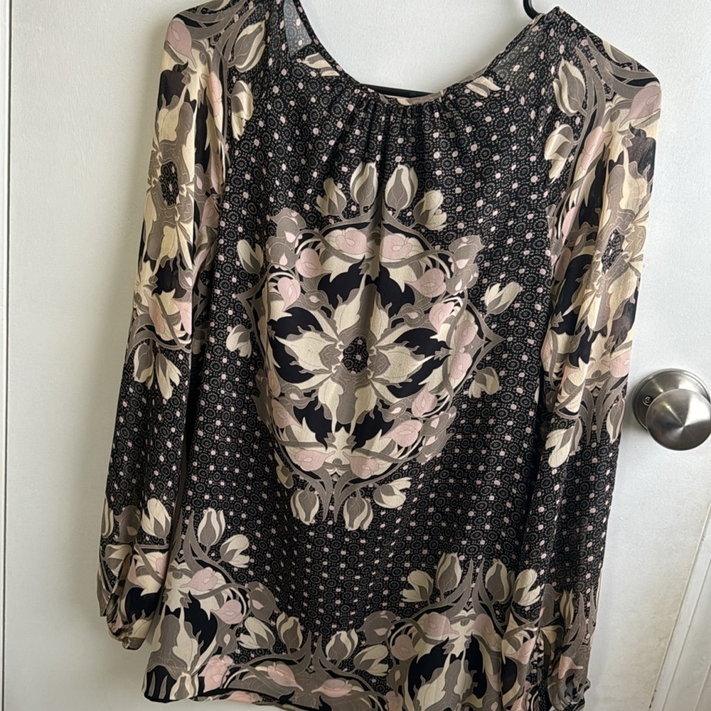 Tory Burch women’s size 4 black/brown blouse EUC - Picture 5 of 5